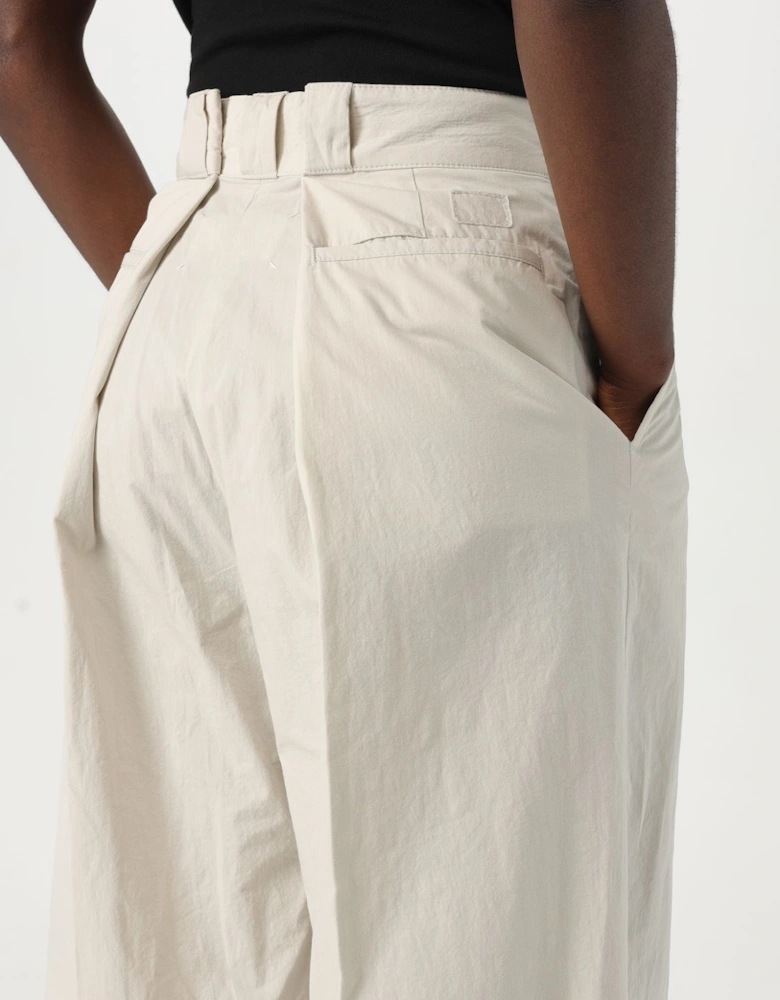 Wide Leg Pleated Cotton Pants