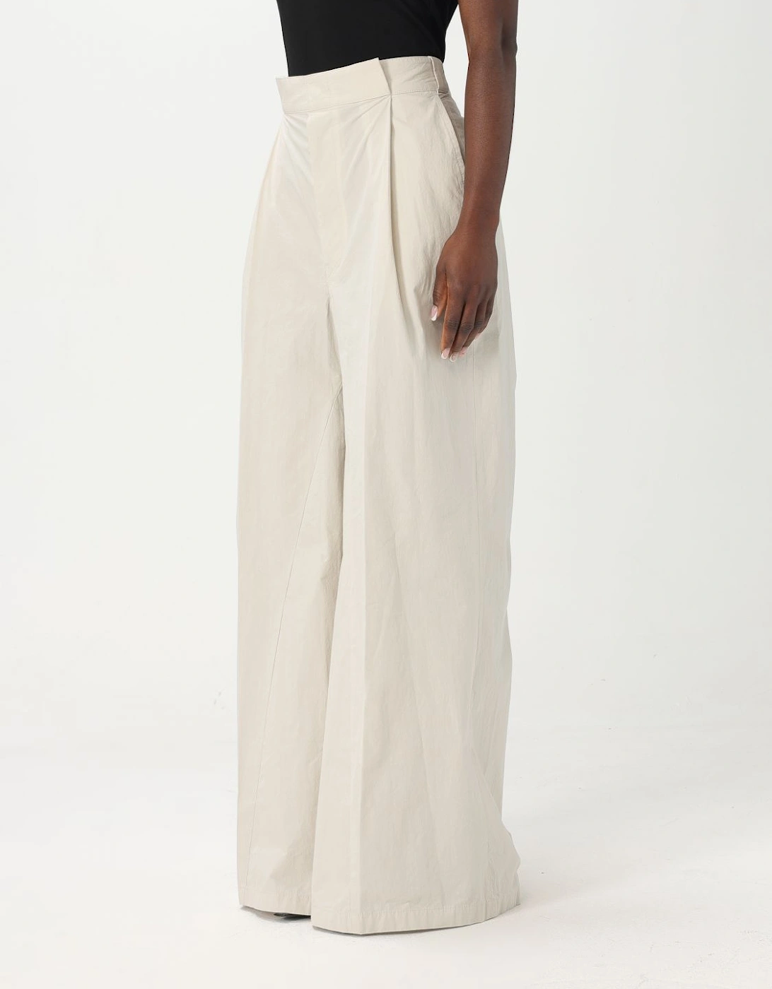 Wide Leg Pleated Cotton Pants