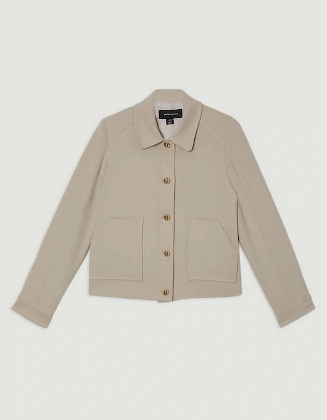 Compact Stretch Button Front Tailored Jacket