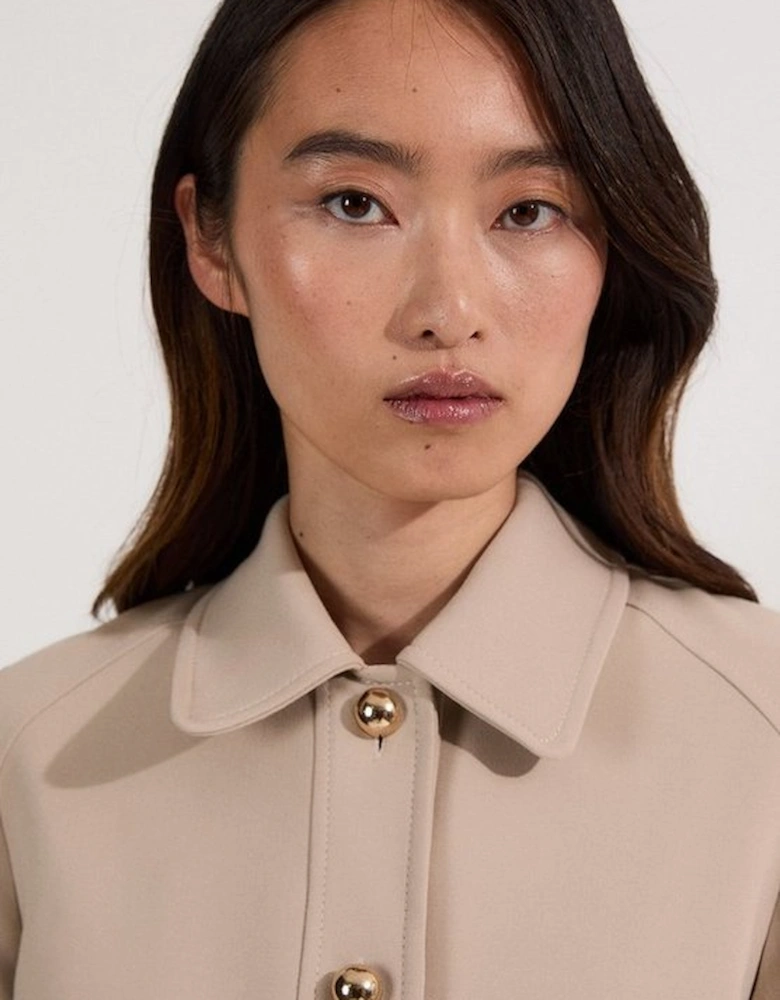 Compact Stretch Button Front Tailored Jacket