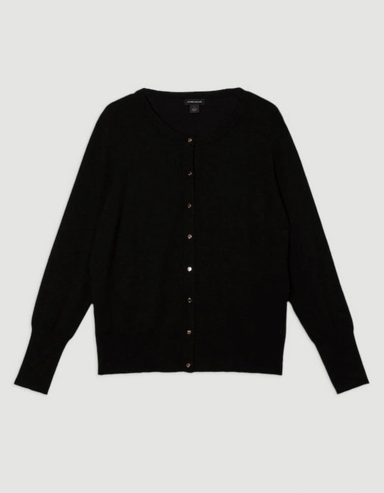 Plus Size Viscose Blend Popper Knitted Cardigan
