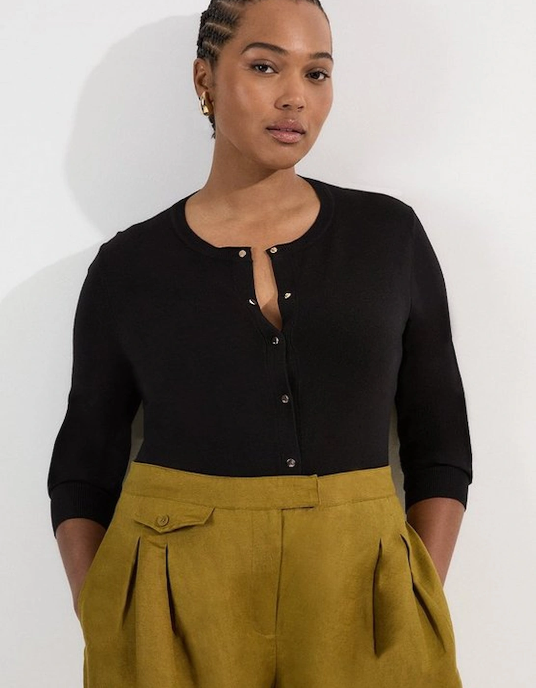 Plus Size Viscose Blend Popper Knitted Cardigan