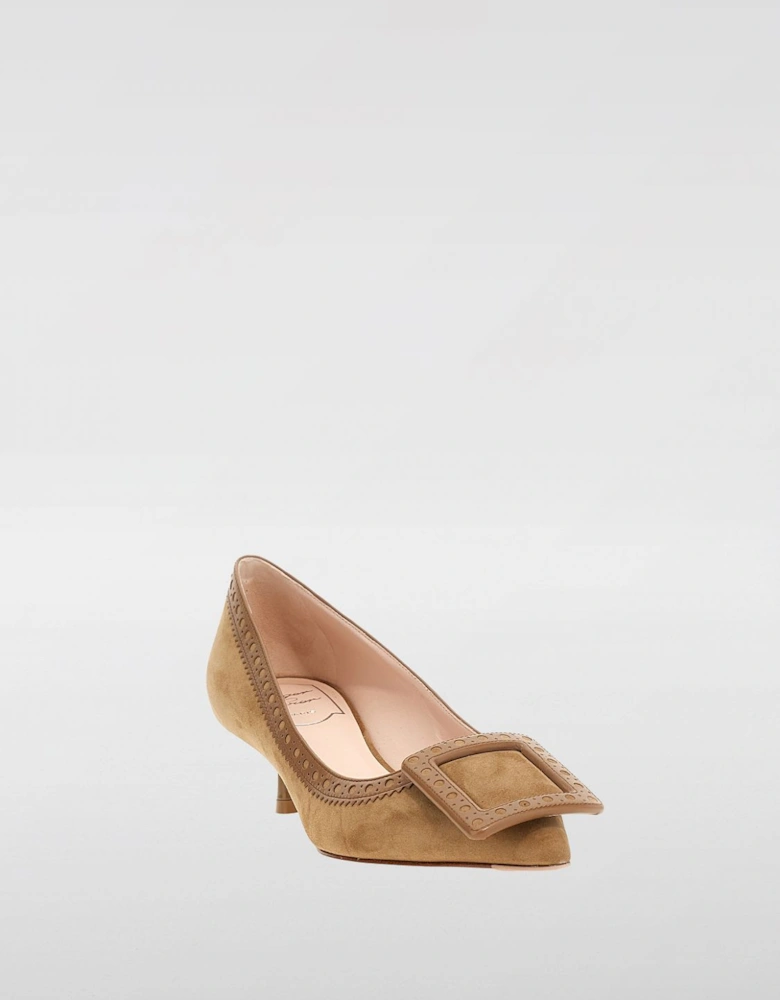 Belle Vivier Suede Pumps Kitten Heel