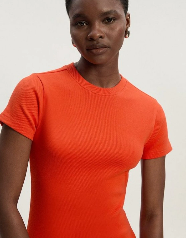 Compact Jersey Ribbed T-Shirt Mini Dress