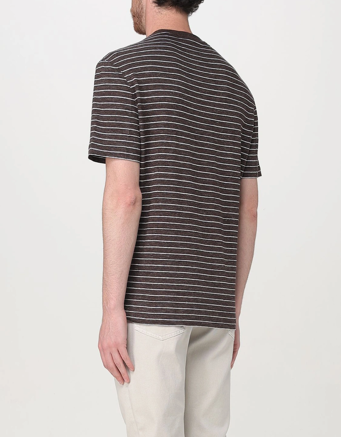Striped LinenBlend Crew Neck TShirt