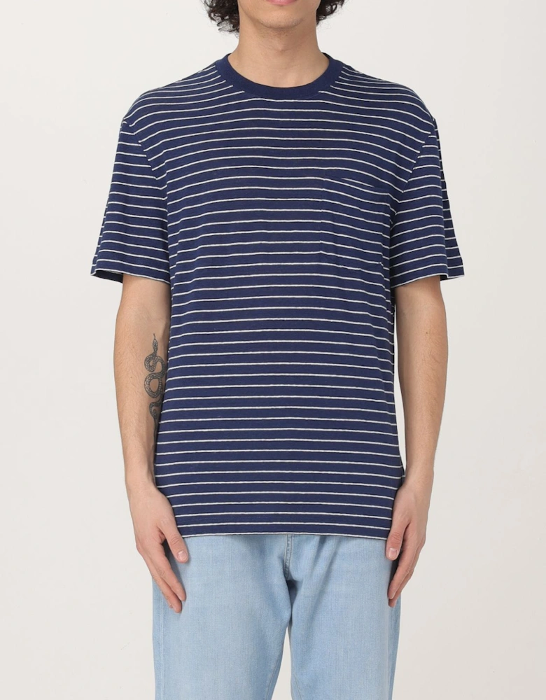 Striped LinenBlend Crew Neck TShirt