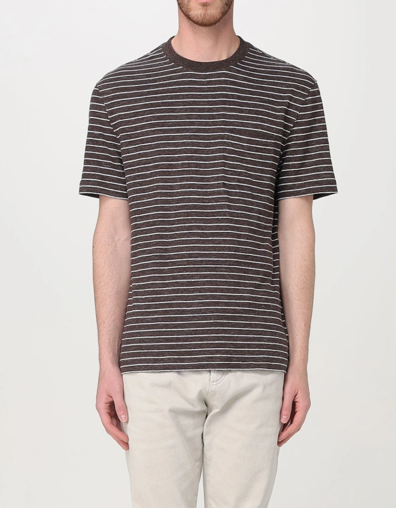 Striped LinenBlend Crew Neck TShirt