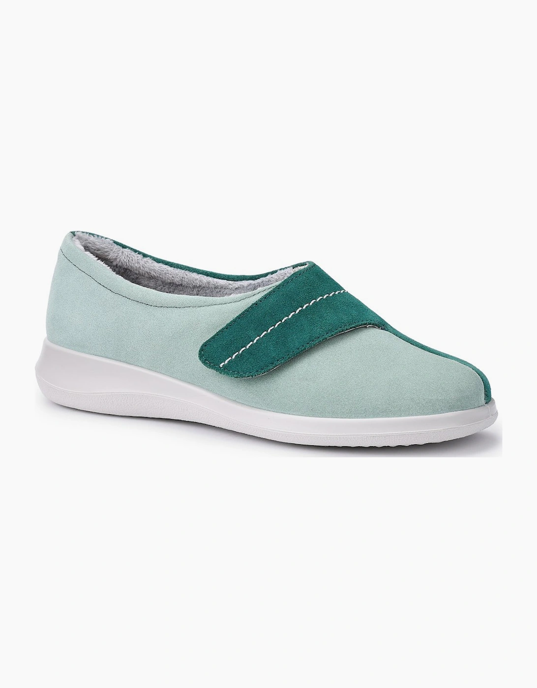 Hotter Women's Wrap Womens Slippers - Teal Sage Suede - Size: 6