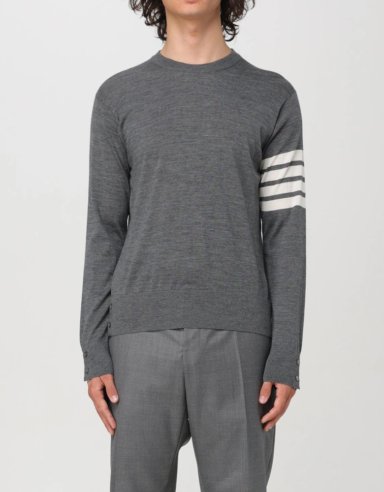 Four Bar Crewneck Merino Wool Sweater