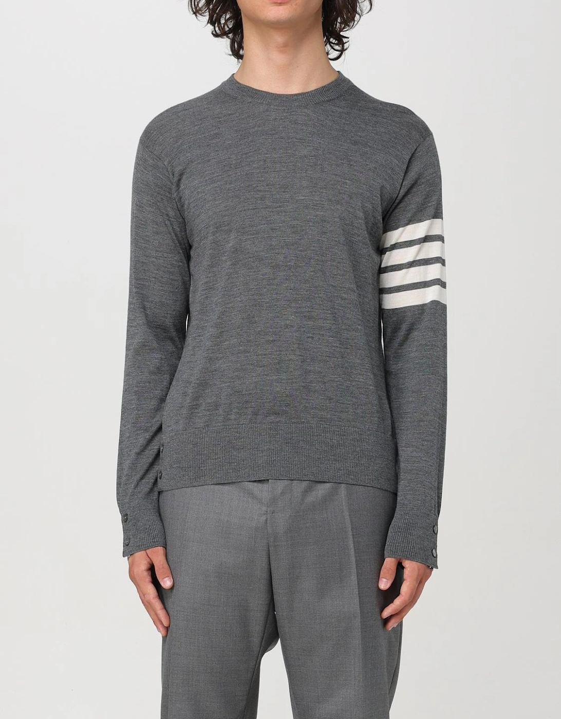 Four Bar Crewneck Merino Wool Sweater
