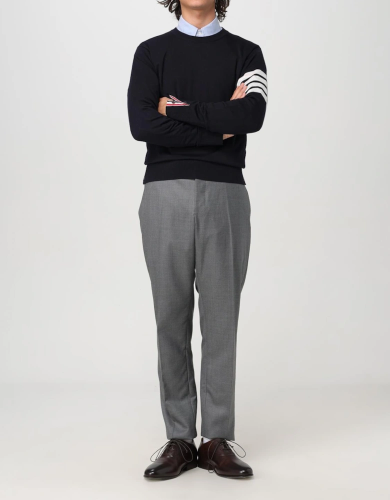 Four Bar Crewneck Merino Wool Sweater