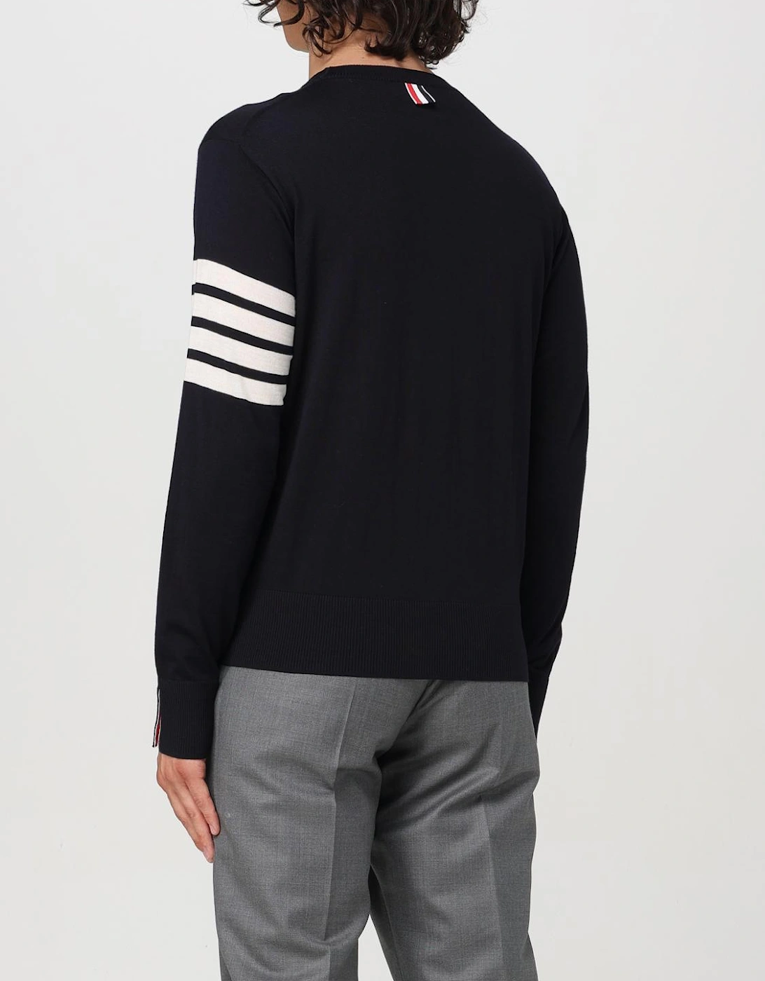 Four Bar Crewneck Merino Wool Sweater