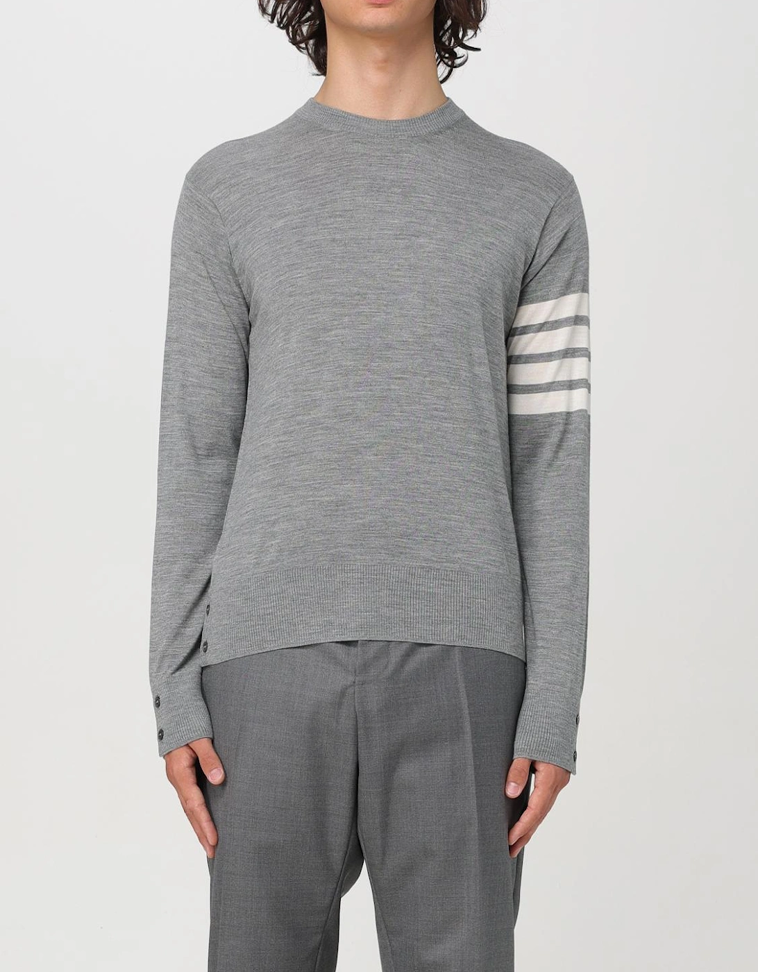 Four Bar Crewneck Merino Wool Sweater