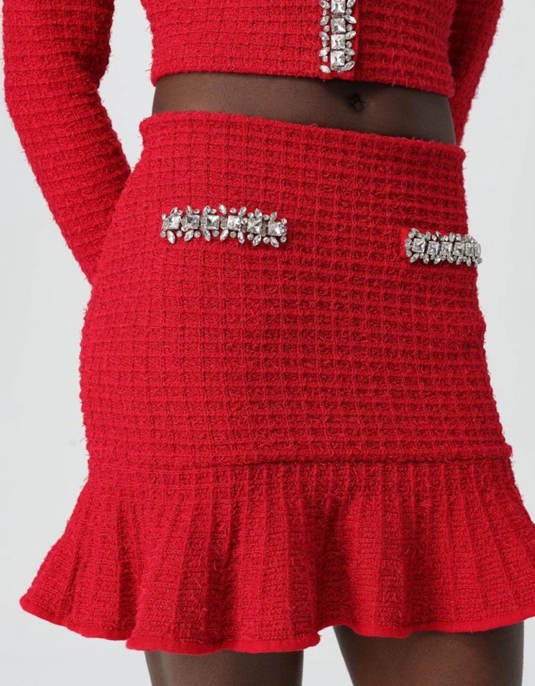 Embellished Tweed Mini Skirt