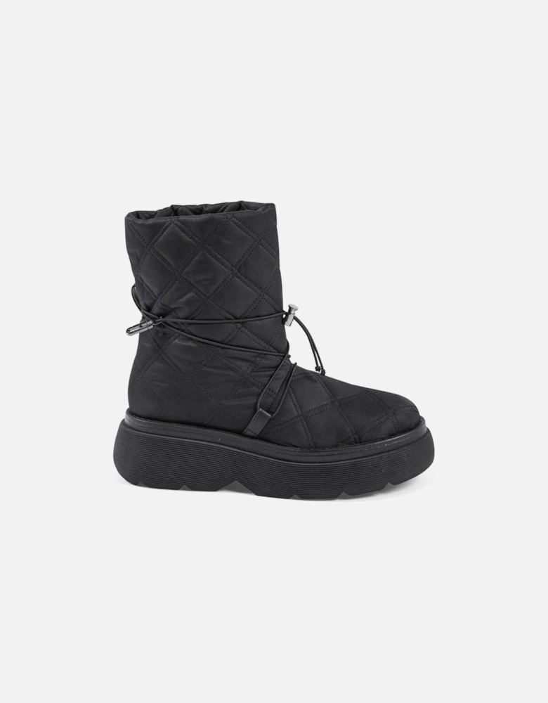 Matelasse Paneled Nylon Snow Boots Women - Black