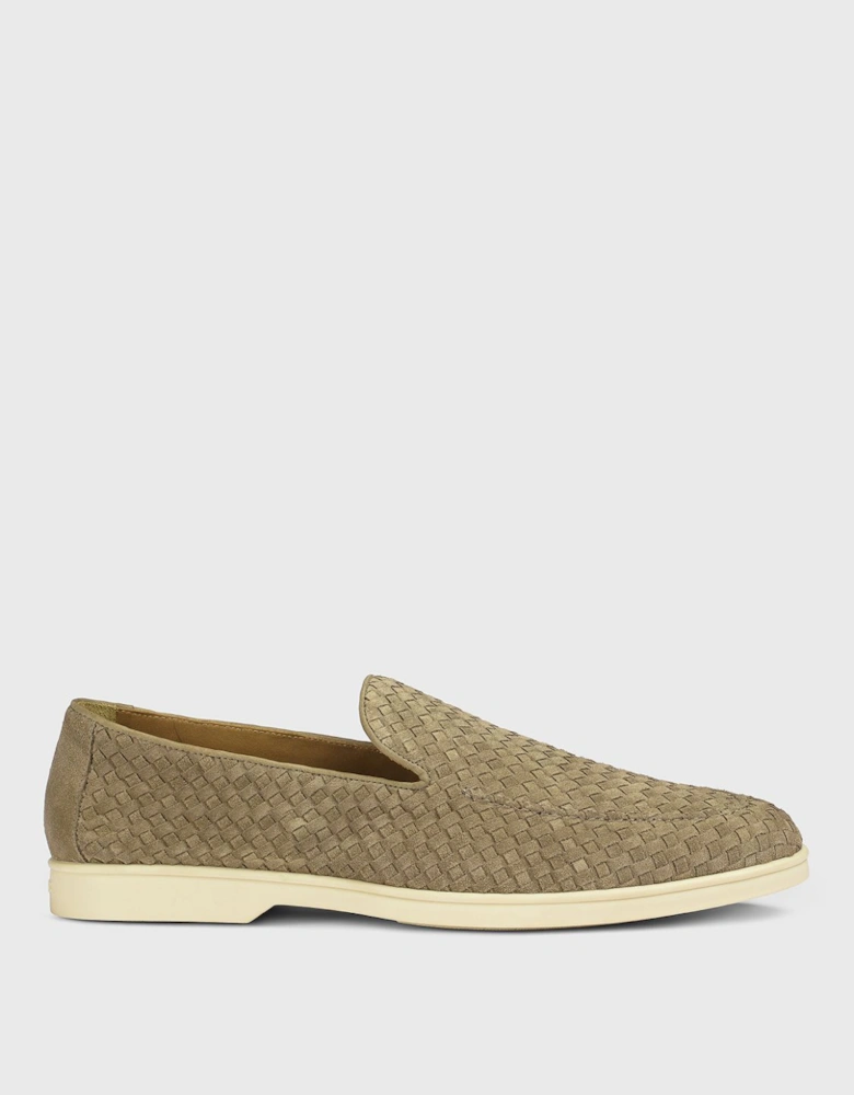Woven Suede Loafers Casual Style