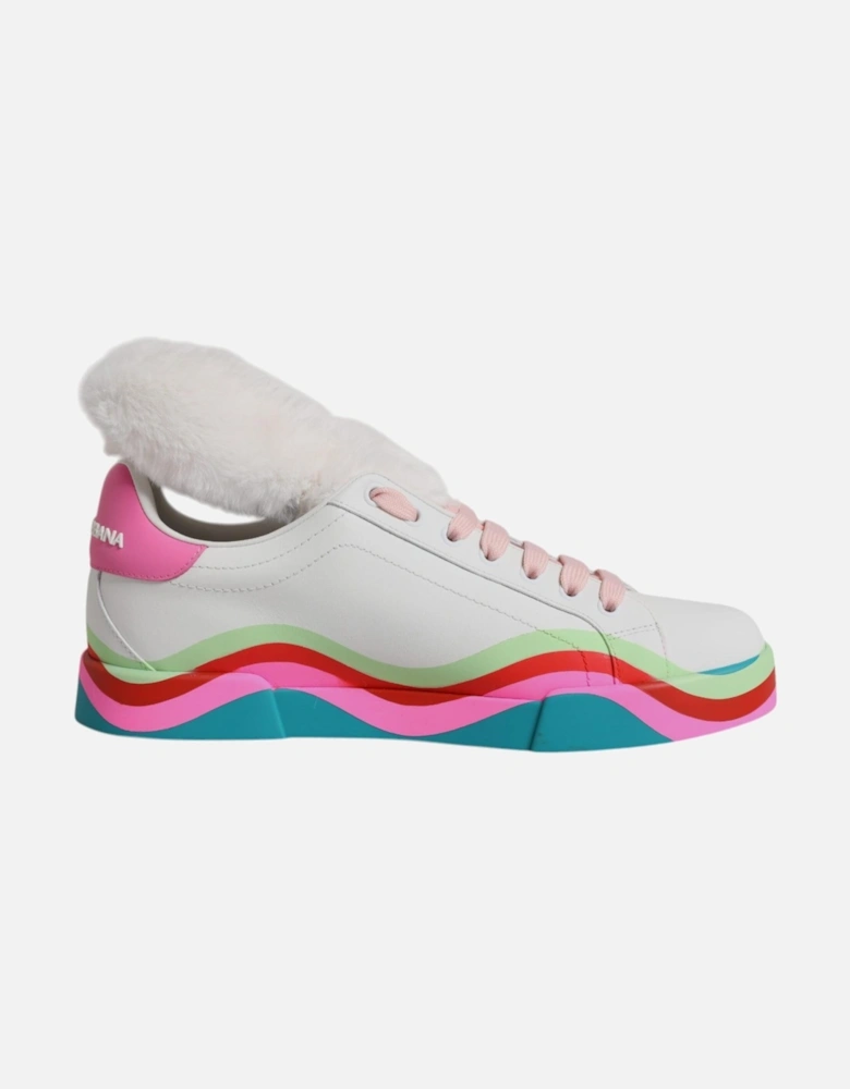 Low Top Leather Sneakers with Logo Detailing Women - Multicolor