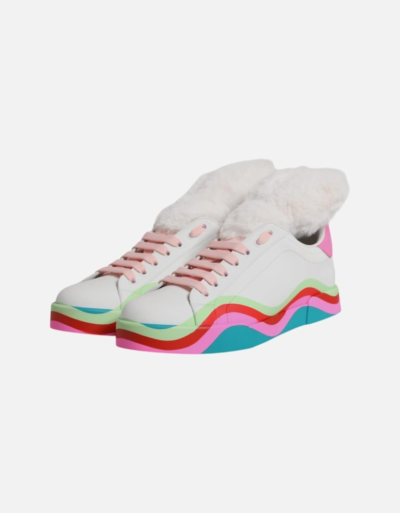 Low Top Leather Sneakers with Logo Detailing Women - Multicolor