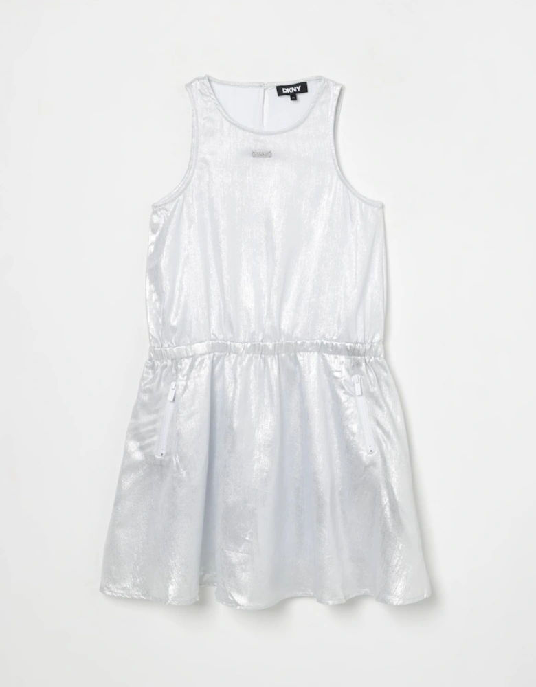 Metallic Sleeveless Dress with Pockets