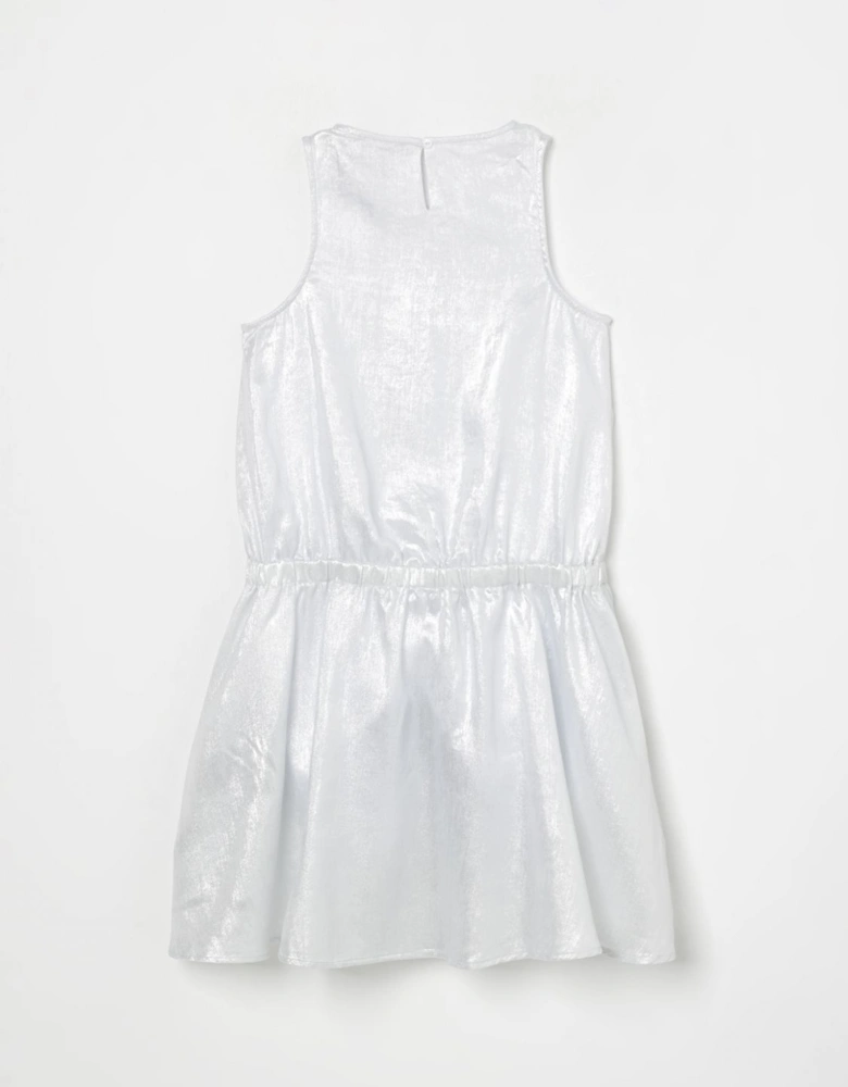 Metallic Sleeveless Dress with Pockets