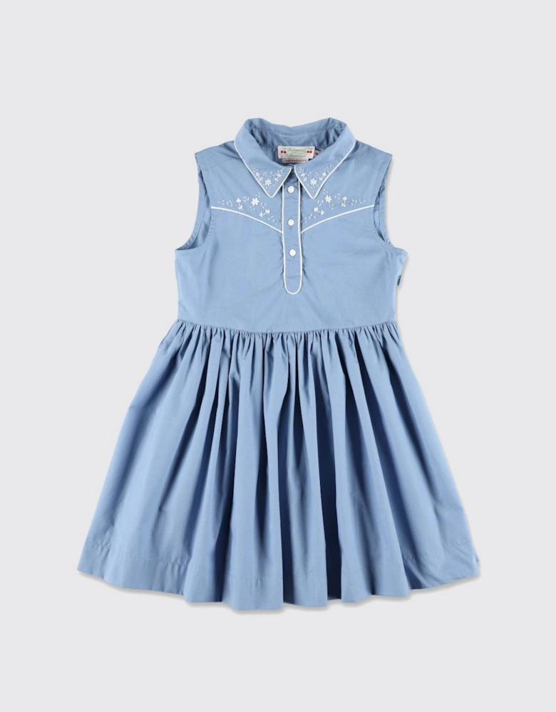 Girls Sleeveless Embroidered Dress