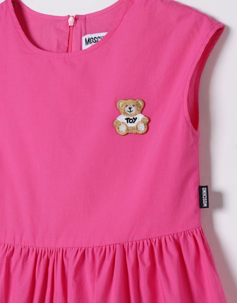 Tiered Cotton Dress Teddy Bear