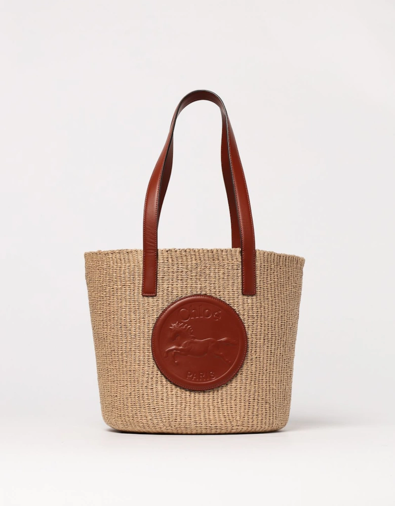 Woody Small Tote Raffia Leather