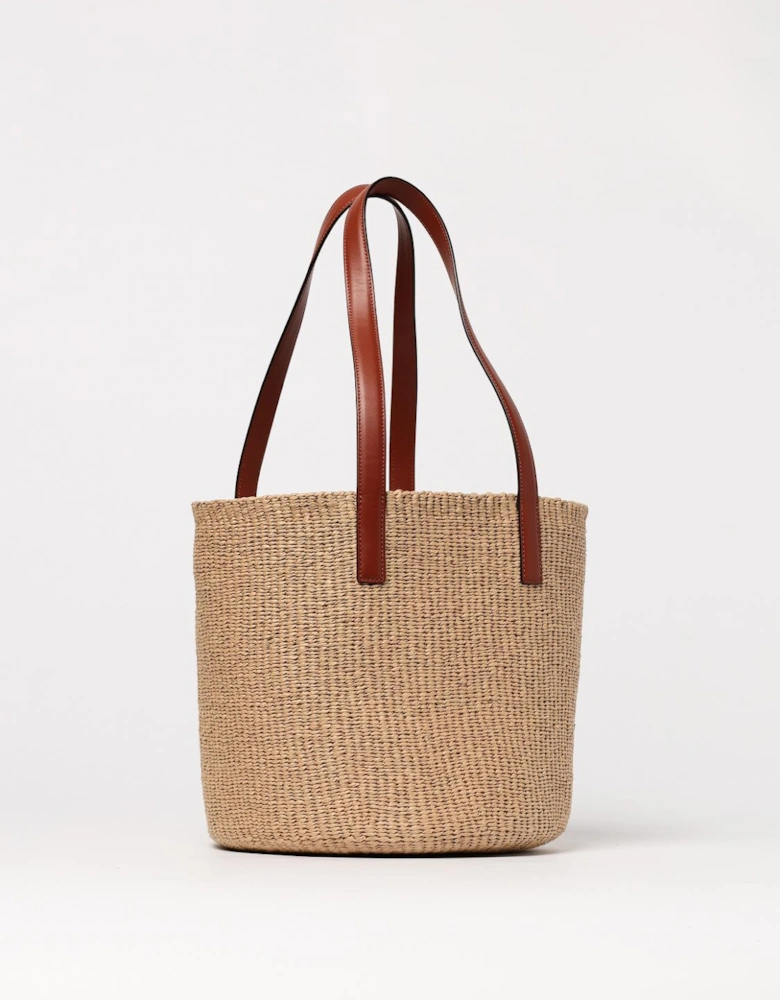 Woody Small Tote Raffia Leather