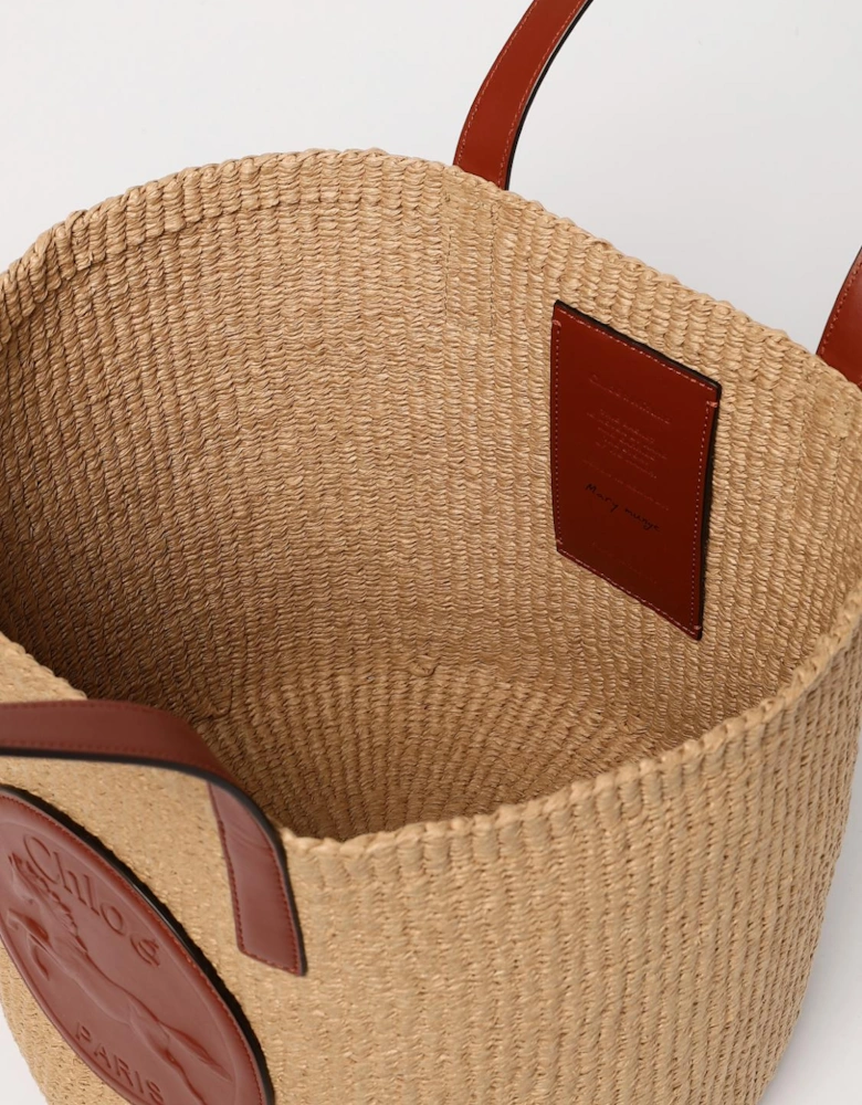 Woody Small Tote Raffia Leather