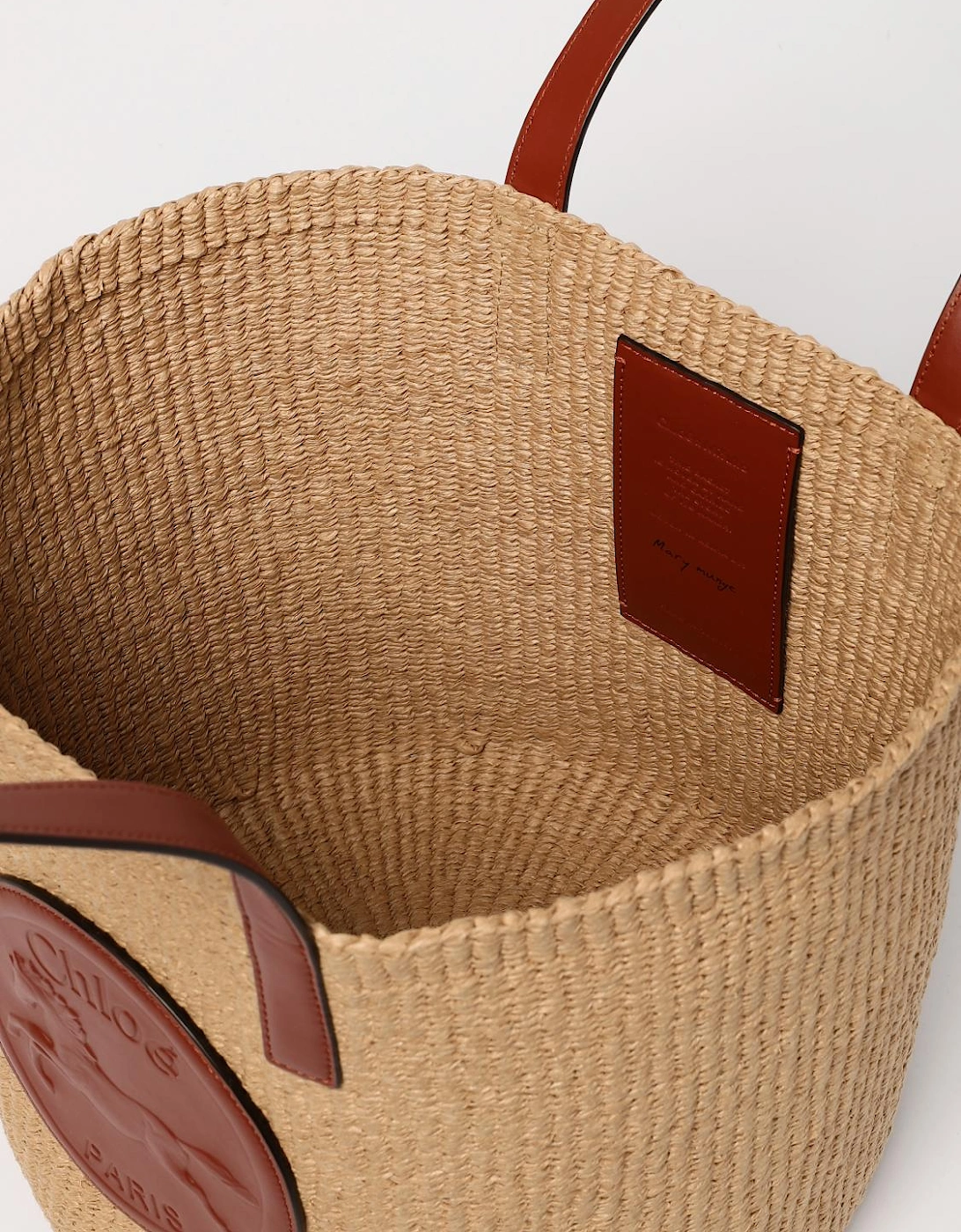 Woody Small Tote Raffia Leather