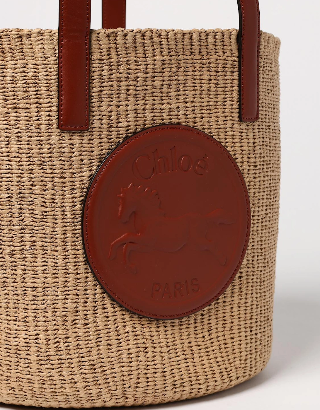 Woody Small Tote Raffia Leather