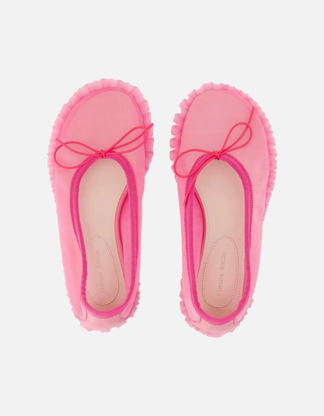 Frill Trim Ballerina Flats Leather Sole