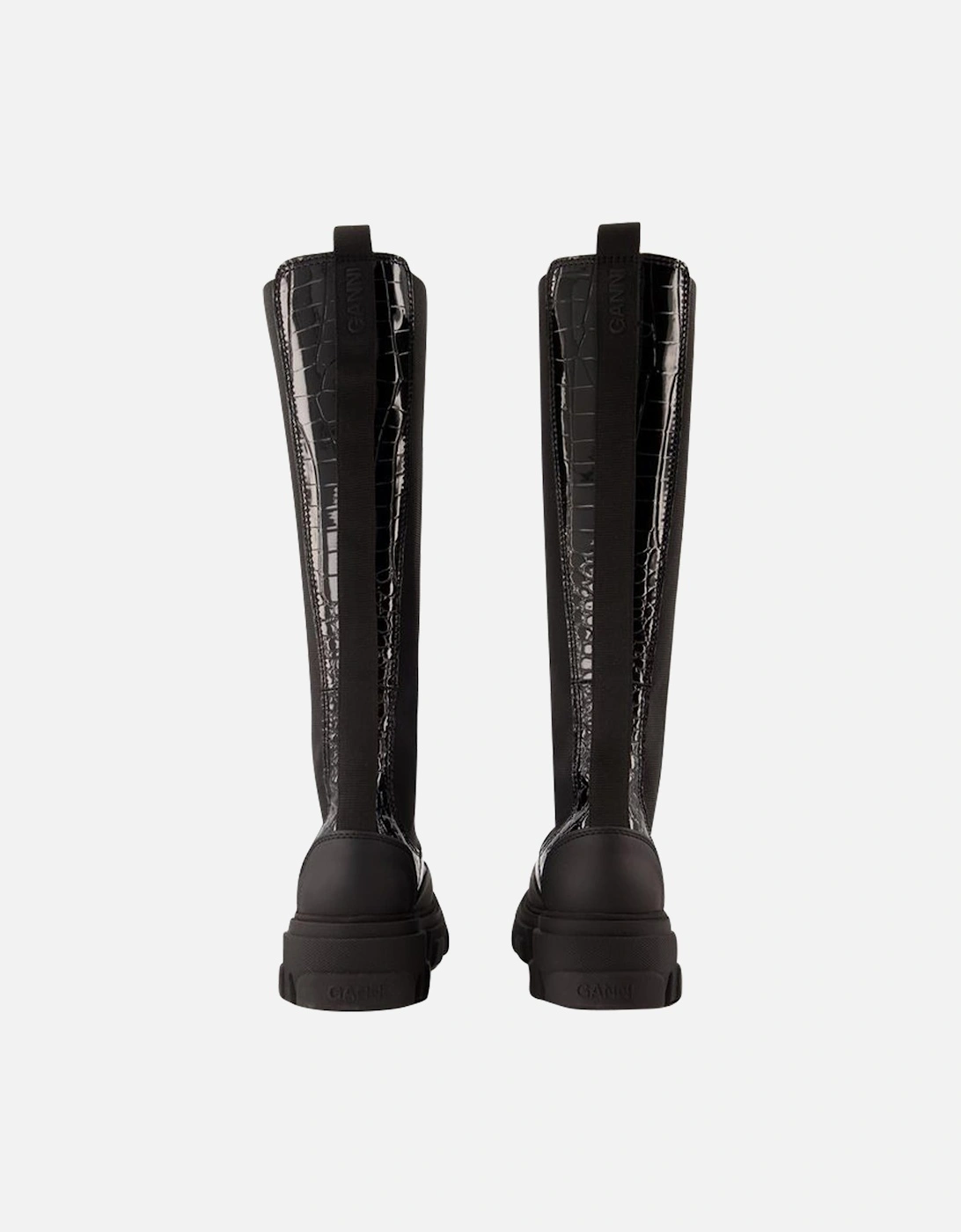 High Boots CrocEffect Leather Chunky Sole