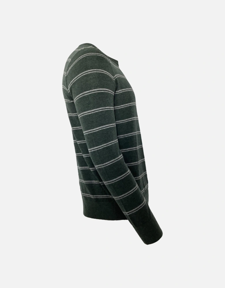 Striped Wool Cashmere Crew Neck Sweater