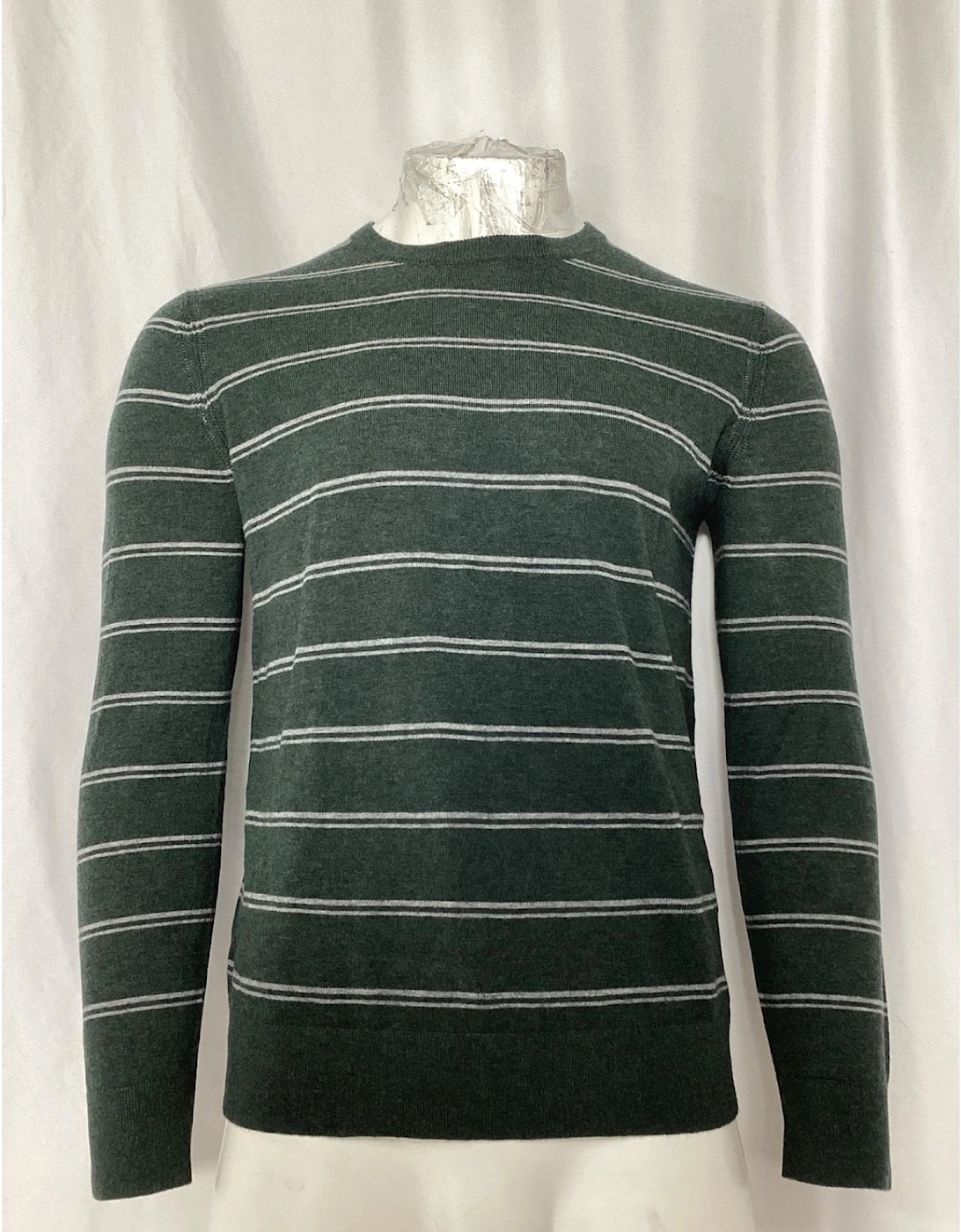 Striped Wool Cashmere Crew Neck Sweater