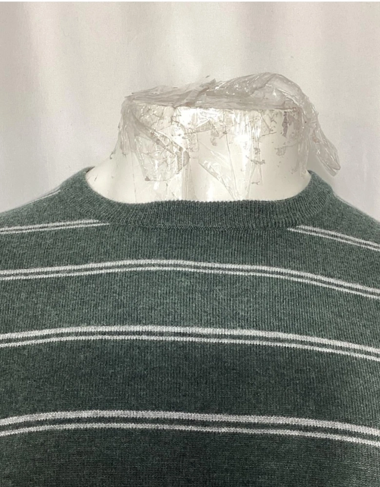 Striped Wool Cashmere Crew Neck Sweater