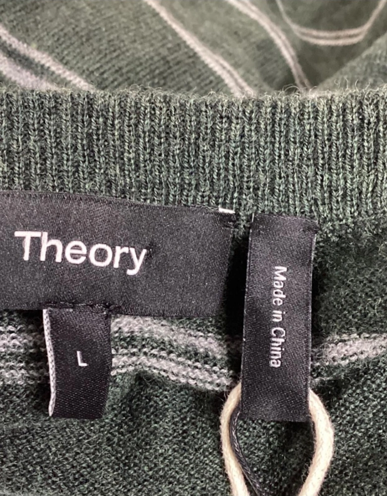 Striped Wool Cashmere Crew Neck Sweater