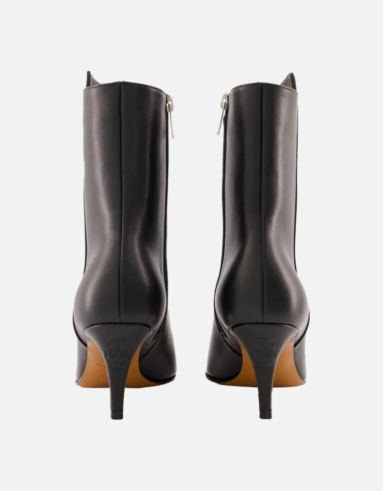 Leather Ankle Boots Pointed Toe