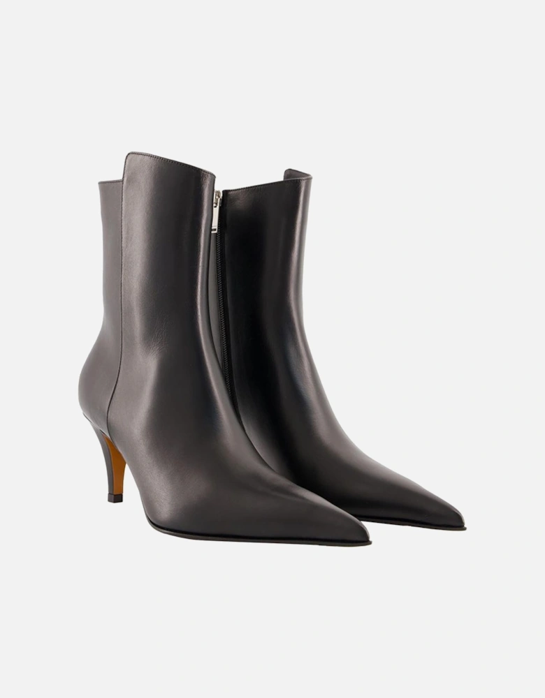 Leather Ankle Boots Pointed Toe