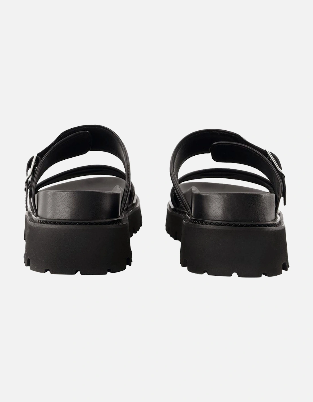 Buckled Platform Sandals Black Leather