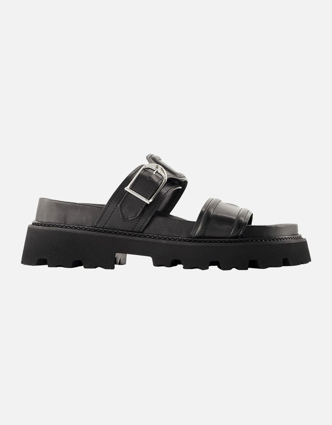 Buckled Platform Sandals Black Leather, 4 of 3