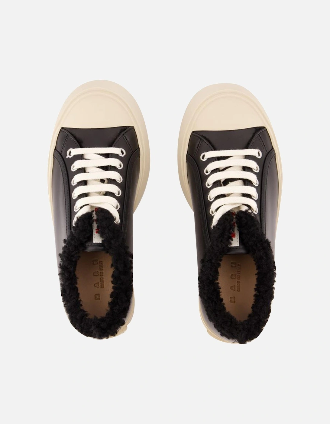 Shearling Trimmed Leather Platform Sneakers