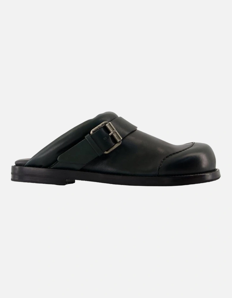 Leather Buckle Mules