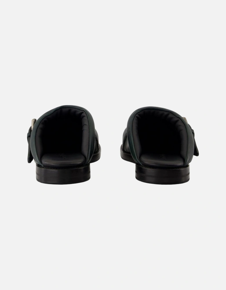 Leather Buckle Mules