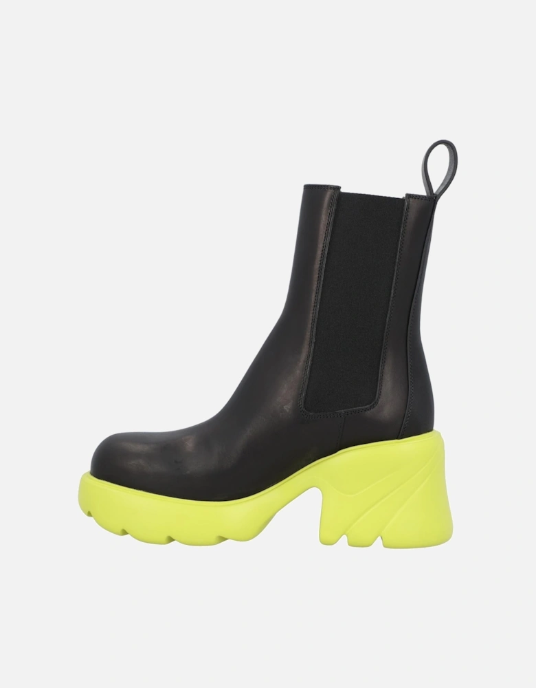 Chain Stretch Leather Ankle Boots