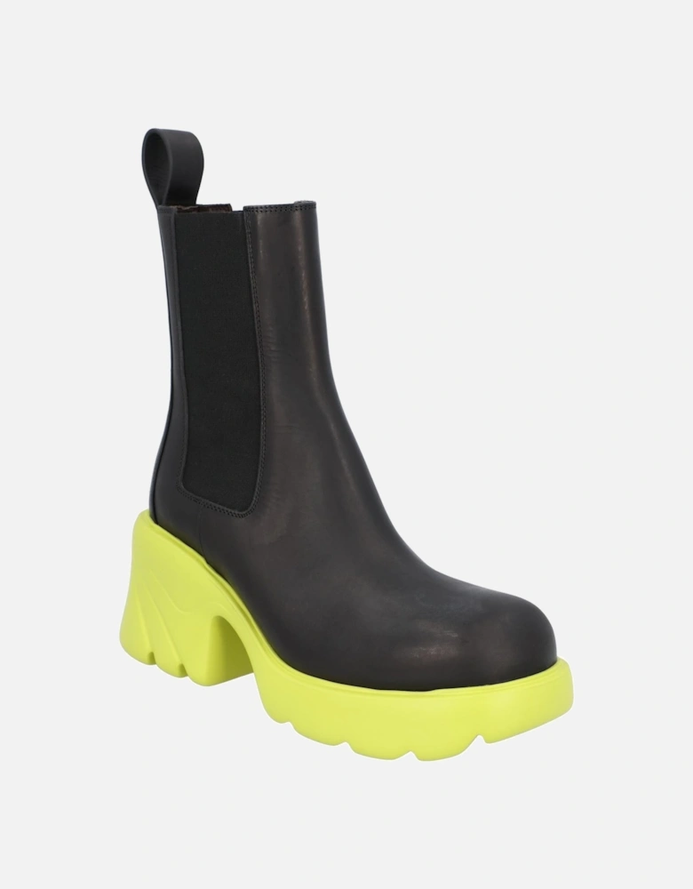 Chain Stretch Leather Ankle Boots