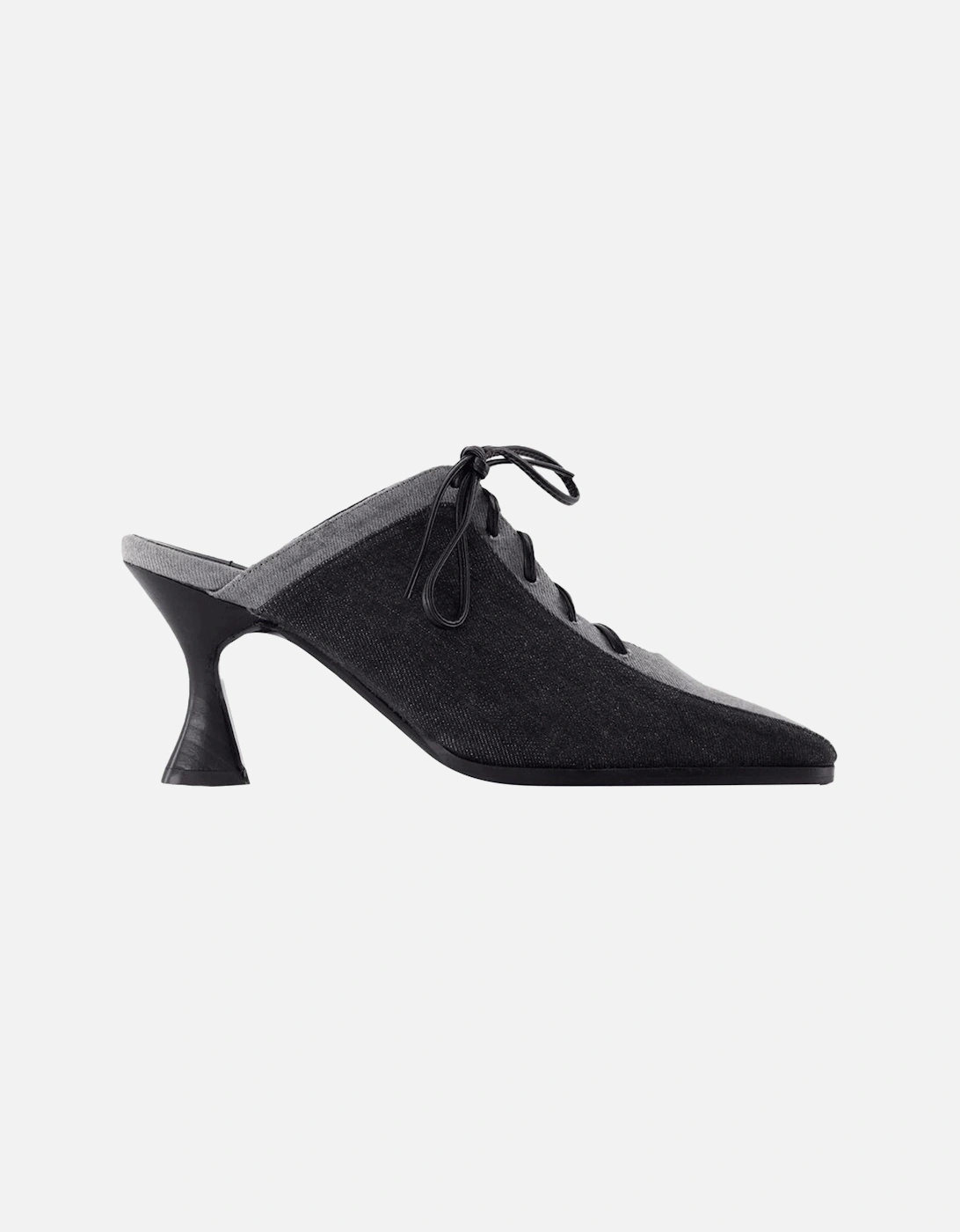 Denim LaceUp Mules High Heel, 4 of 3
