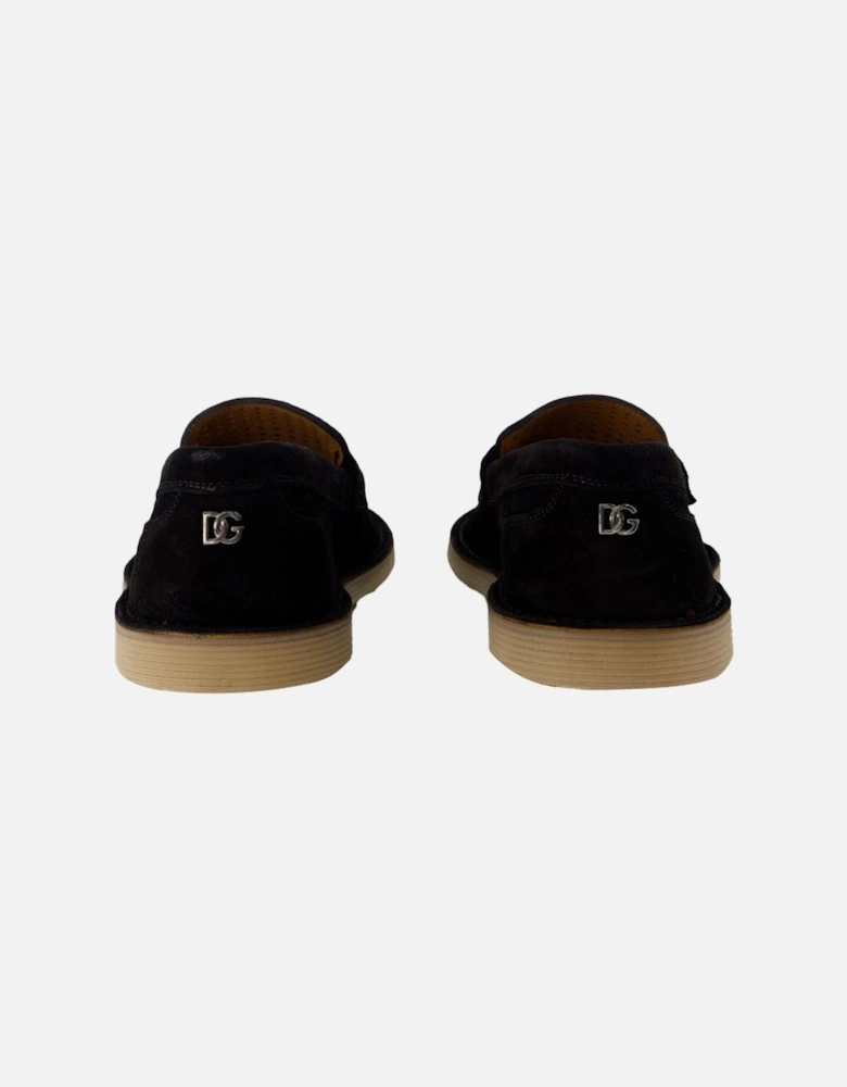 Perforated Suede Penny Loafers