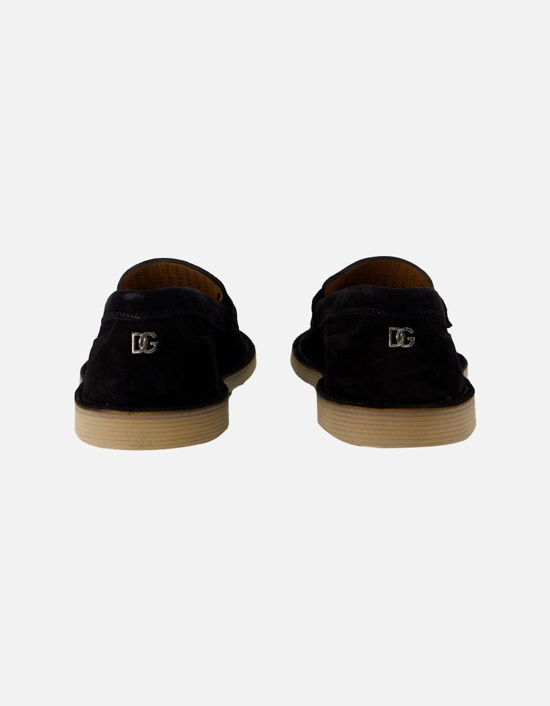 Perforated Suede Penny Loafers