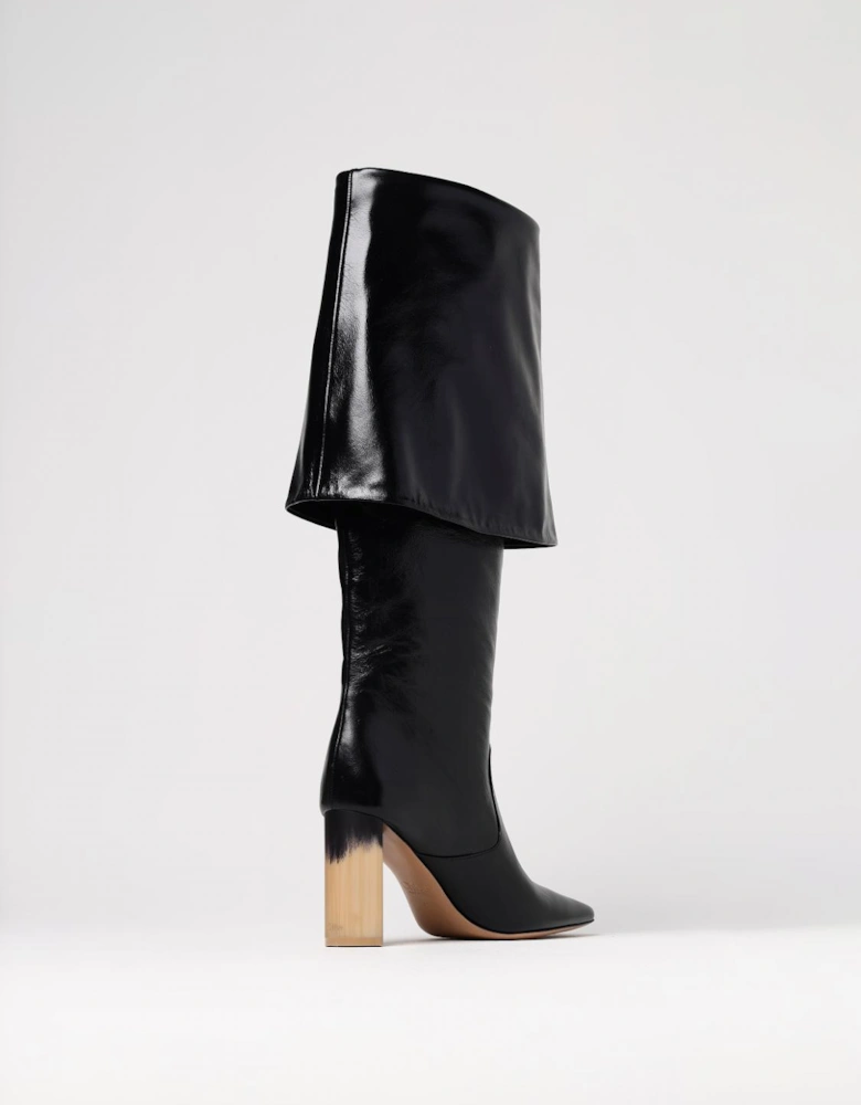 Darcey Leather Boots FoldOver Top